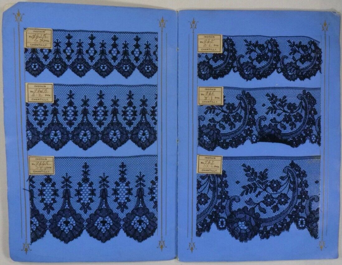 1850s Stewart & Macdonald Lace Accordion Style Sample Book W/ Real Lace Samples