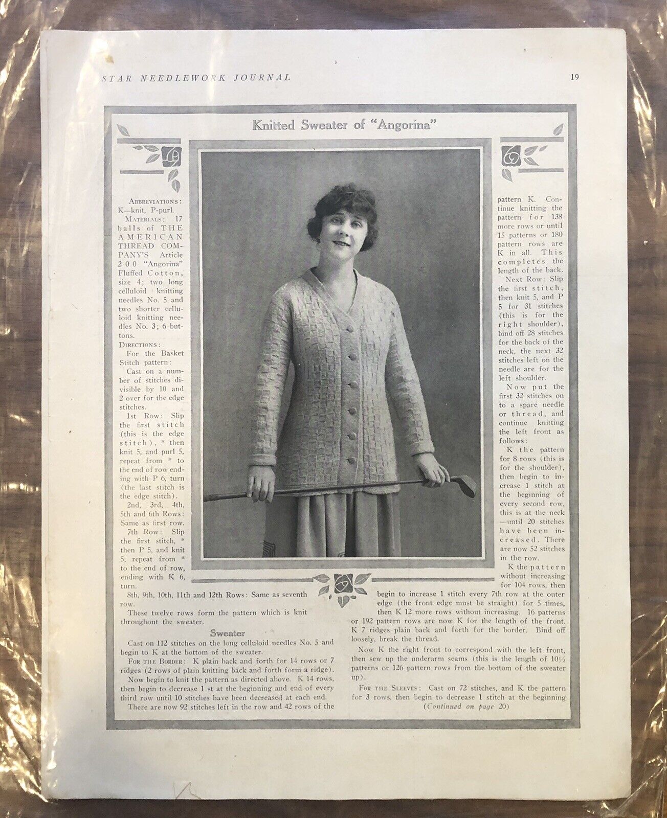 Star Needlework Journal  Antique - Golf - Tennis - Print - Page