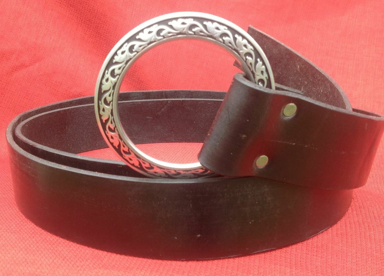 1.5" Wide Medieval Ring Belt Black Or Brown Sca Faire Sword Pirate Rennie