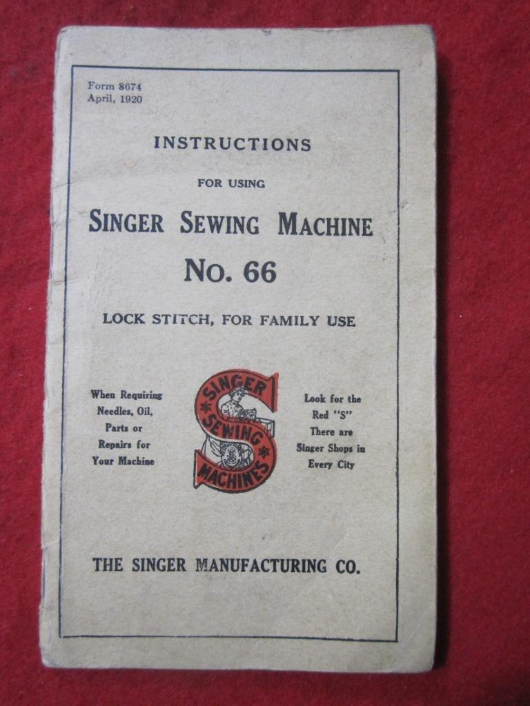 Vintage Singer Electric Sewing Machine  Model  66  Manual 1915