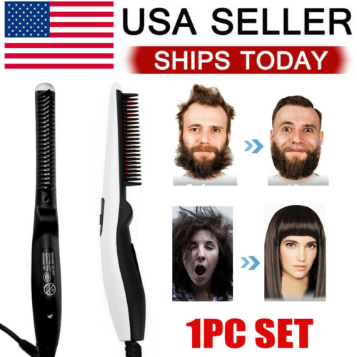 Beard Straightener Comb Quick Heated Brush Styler For Mens Pro Hair Electric