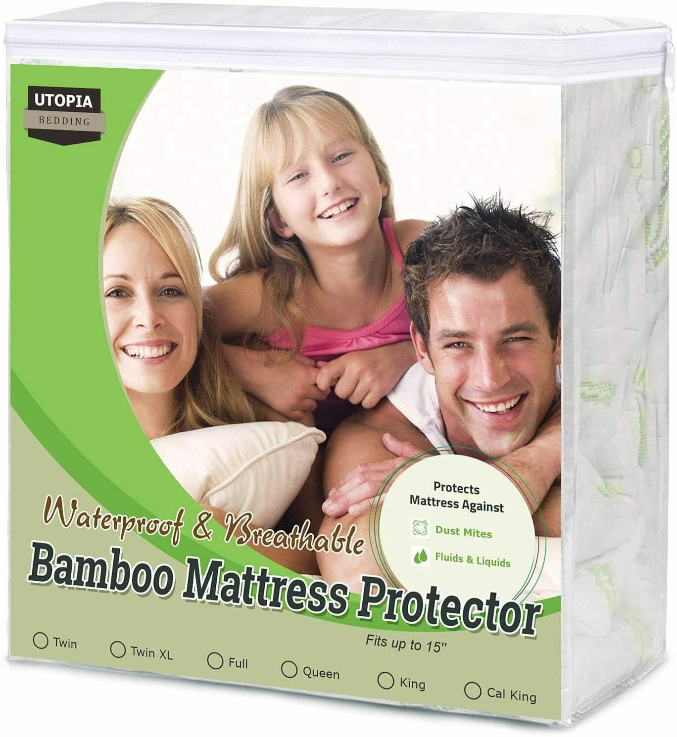 340 Gsm Premium Waterproof Bamboo Mattress Protector Utopia Bedding