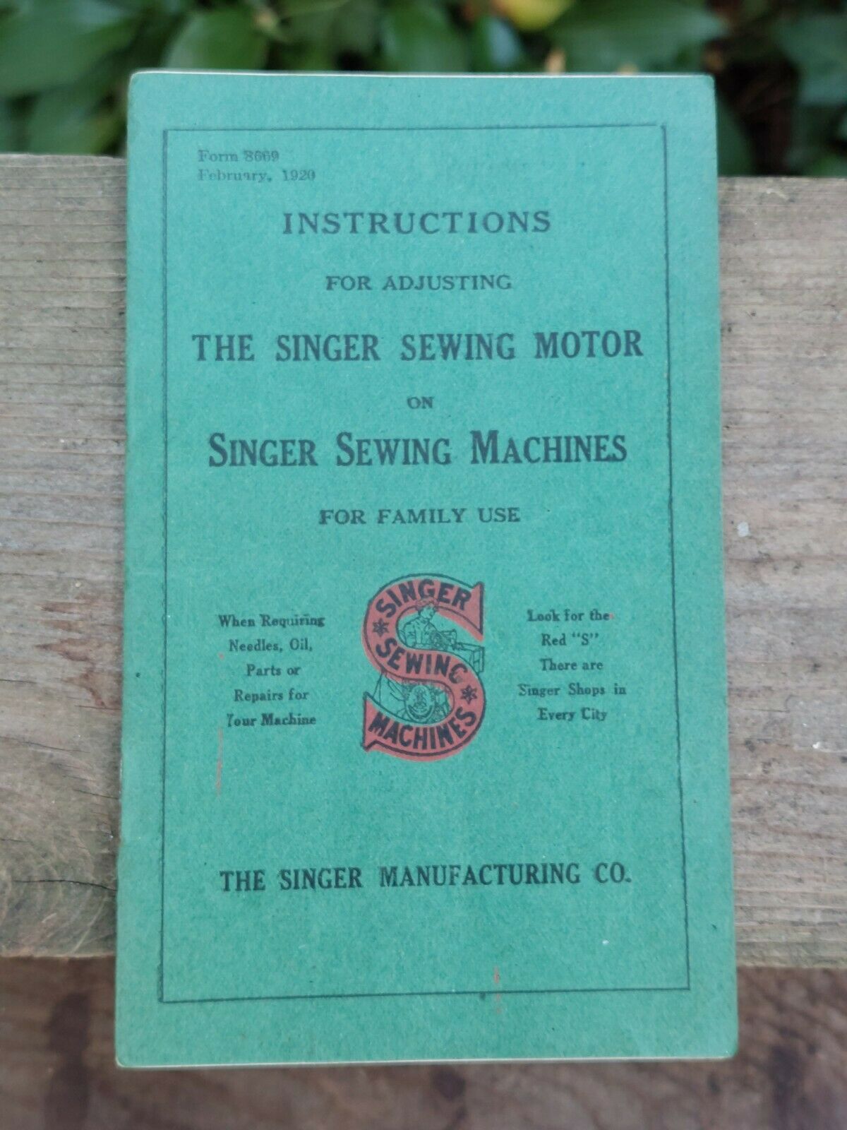 Singer Sewing Machine Motor Instruction Book Form 8669 Feb 1920