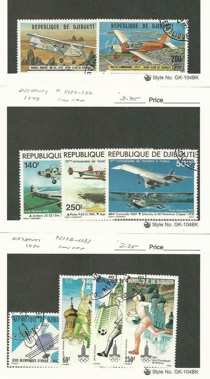Djibouti, Postage Stamp, #c110, 2, C124-6, C128-31 Used, 1978-80 Airplanes