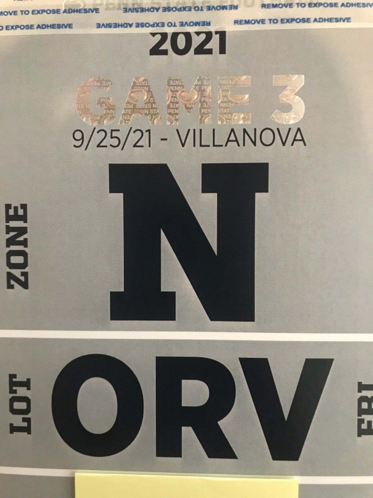 Penn State Vs Villanova Orv Parking Pass Friday Arrival