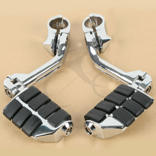 Chrome Long Highway Foot Pegs Fit For Harley Road King Street Glide 1-1/4" Bars