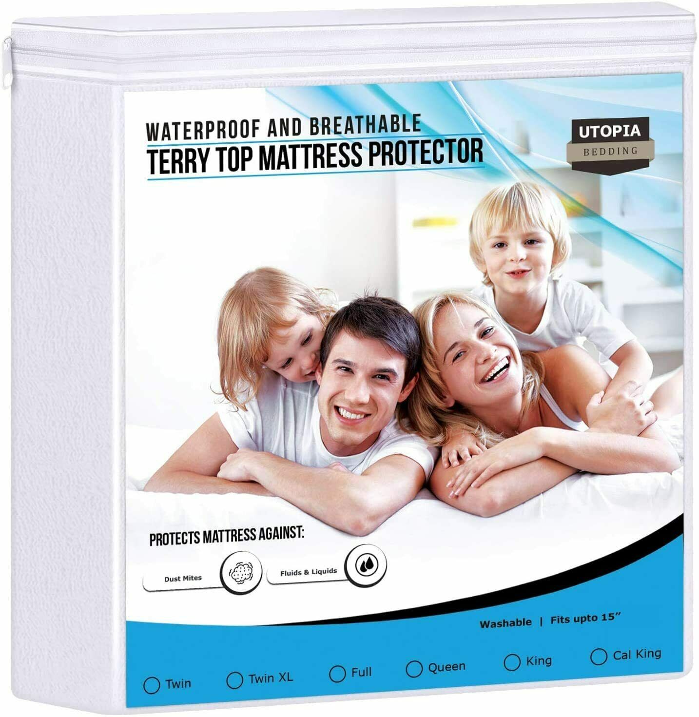 Waterproof Mattress Protector Breathable Fitted Around Elastic Utopia Bedding