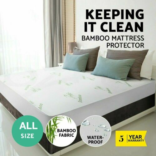 Cotton / Bamboo Fibre Waterproof Mattress Cover Protector Fully Fitted All Size